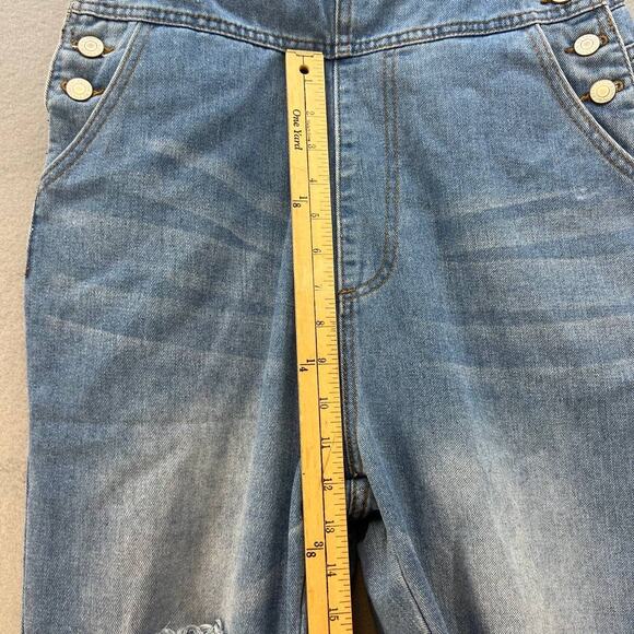 Misslook Bib Overalls Women's Size M Blue Distressed Adjustable Western Normcore - Picture 10 of 16